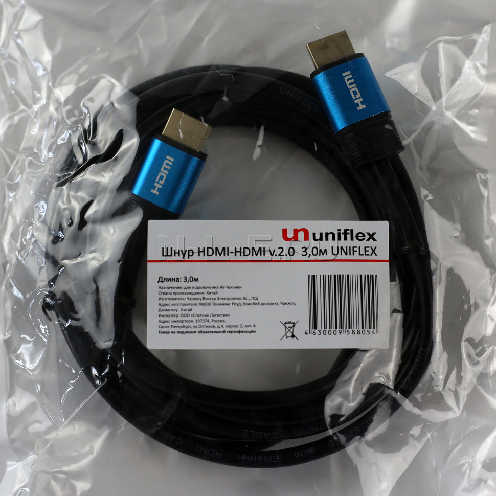  HDMI-HDMI v.2.0 3м UNIFLEX